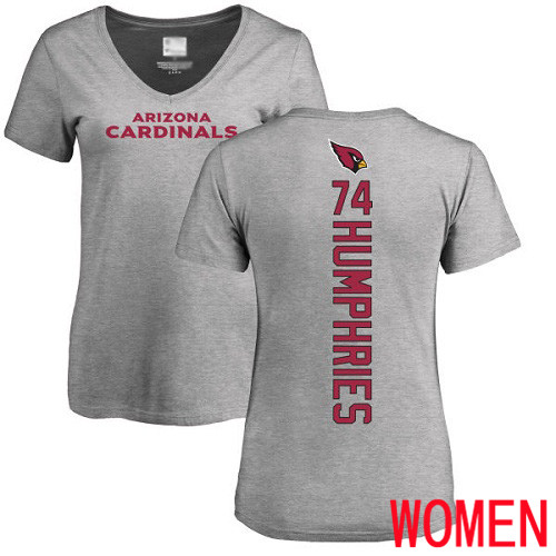 Arizona Cardinals Ash Women D.J. Humphries Backer V-Neck NFL Football #74 T Shirt->nfl t-shirts->Sports Accessory